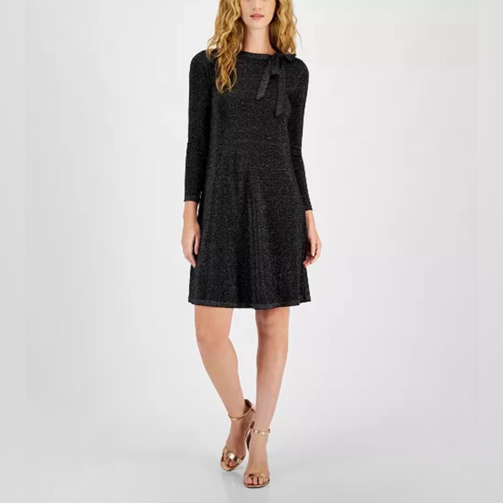Robbie Bee Women's Metallic-Knit Flared Dress Size L